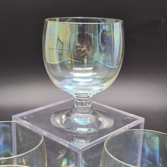 Mercury Glass Cocktail Glasses Vintage Barware Set Of 5 Iridescent Clear JJ4028 - Picture 5 of 8